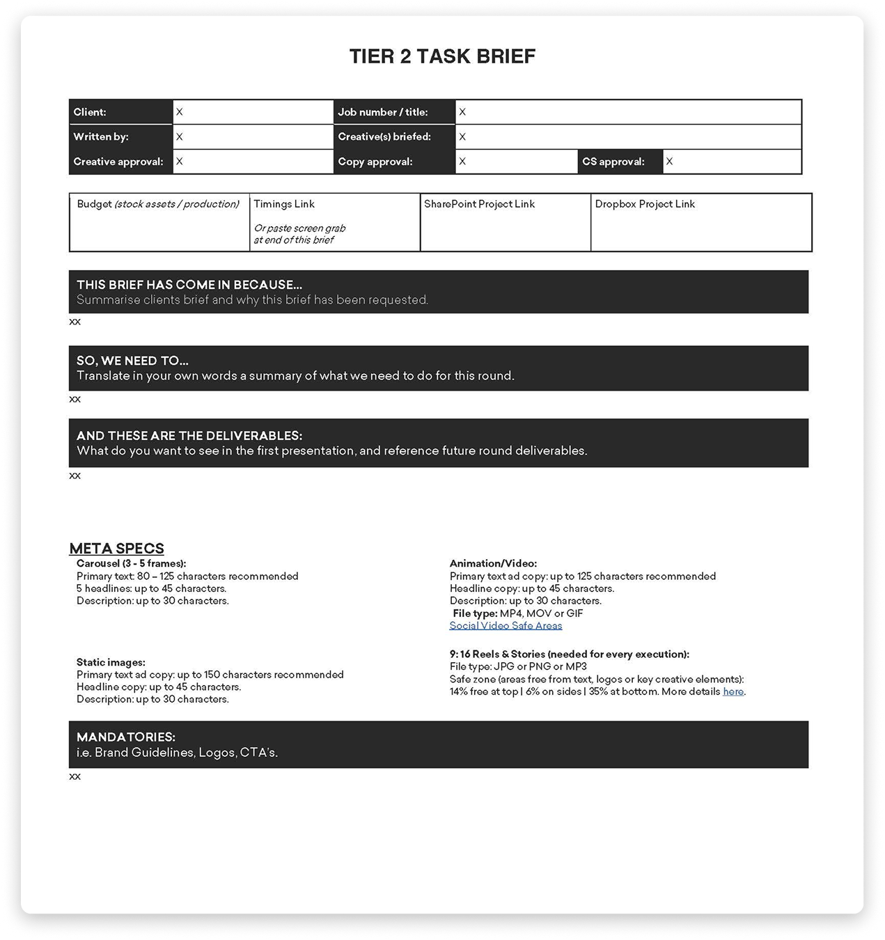 Tier 2 Task Brief template